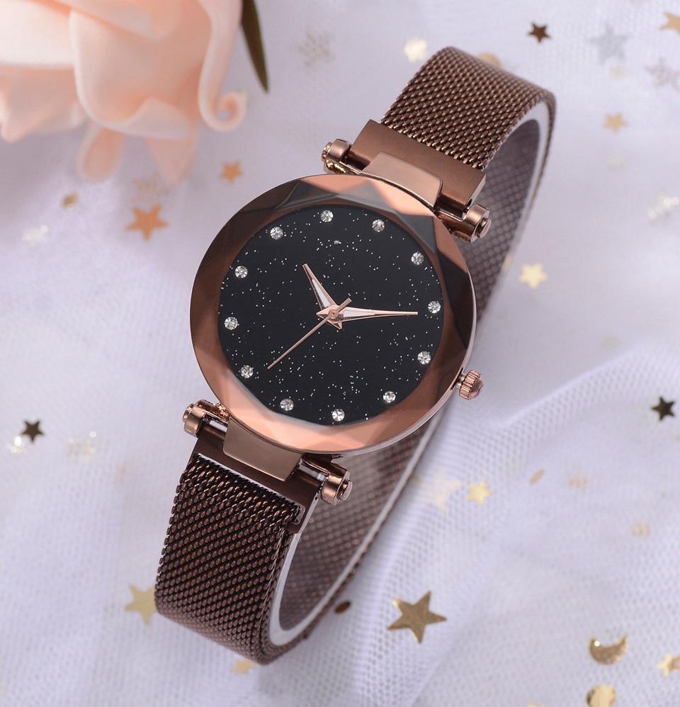 Stornfield | Fashionable Unique Mesh Magnet Buckle Exotic Starry Diamond Designer Luxury Ladies  Women Watch