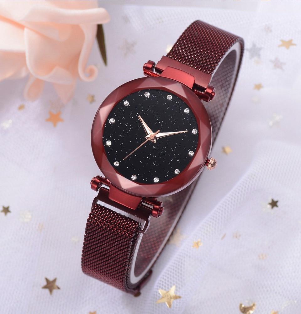 Stornfield | Fashionable Unique Mesh Magnet Buckle Exotic Starry Diamond Designer Luxury Ladies  Women Watch