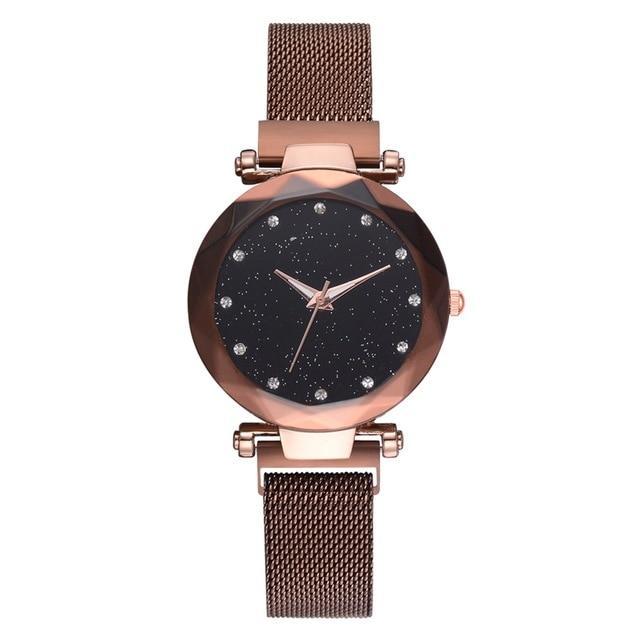 Stornfield | Fashionable Unique Mesh Magnet Buckle Exotic Starry Diamond Designer Luxury Ladies  Women Watch