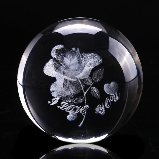 3D Rose Crystal Ball "I Love You" | Stornfield