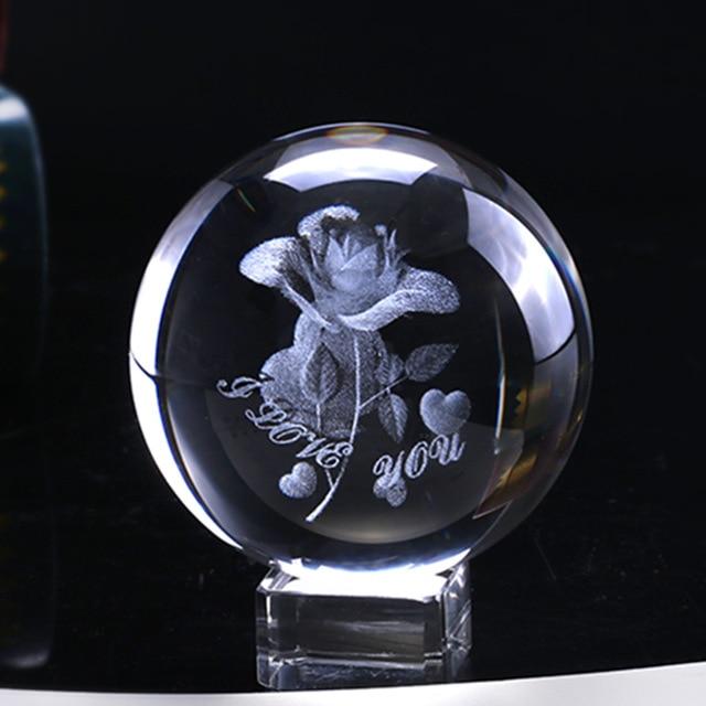 3D Rose Crystal Ball "I Love You" | Stornfield