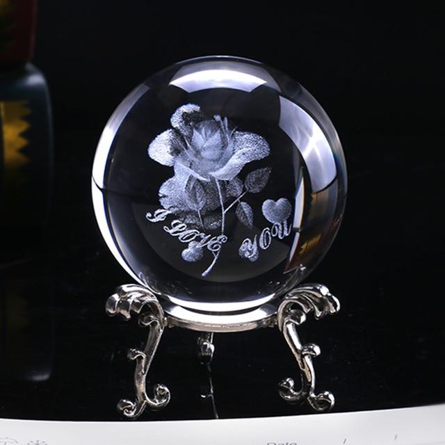 3D Rose Crystal Ball "I Love You" | Stornfield