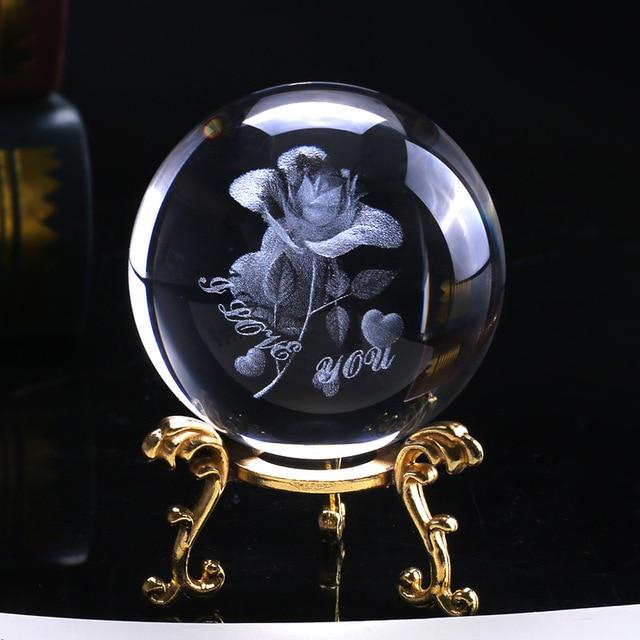 3D Rose Crystal Ball "I Love You" | Stornfield