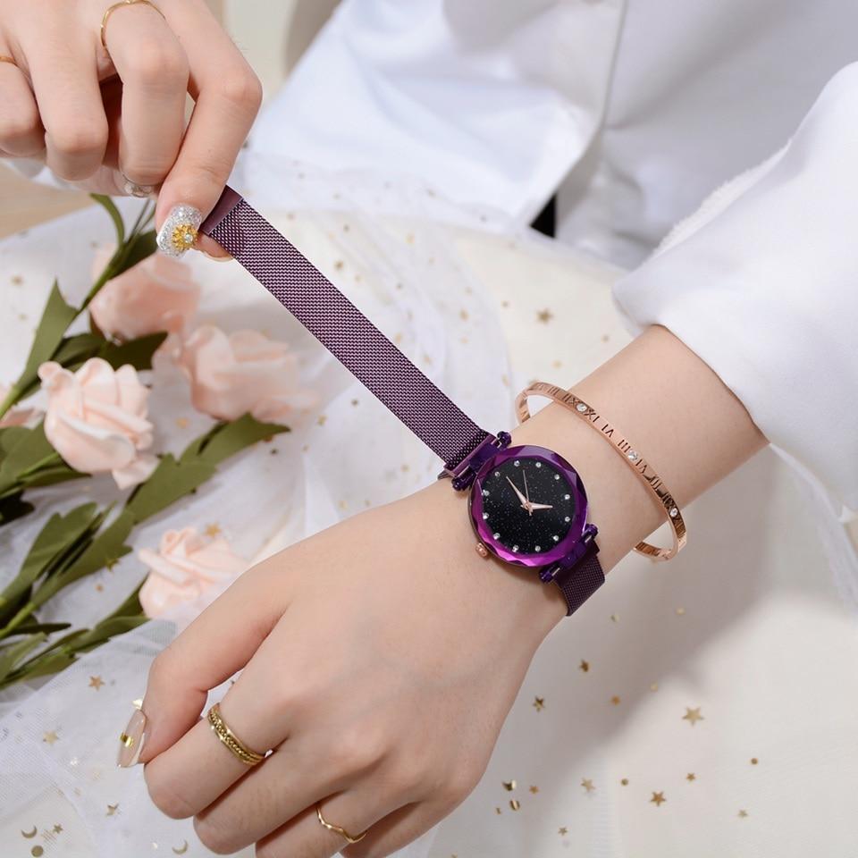 Stornfield | Fashionable Unique Mesh Magnet Buckle Exotic Starry Diamond Designer Luxury Ladies  Women Watch