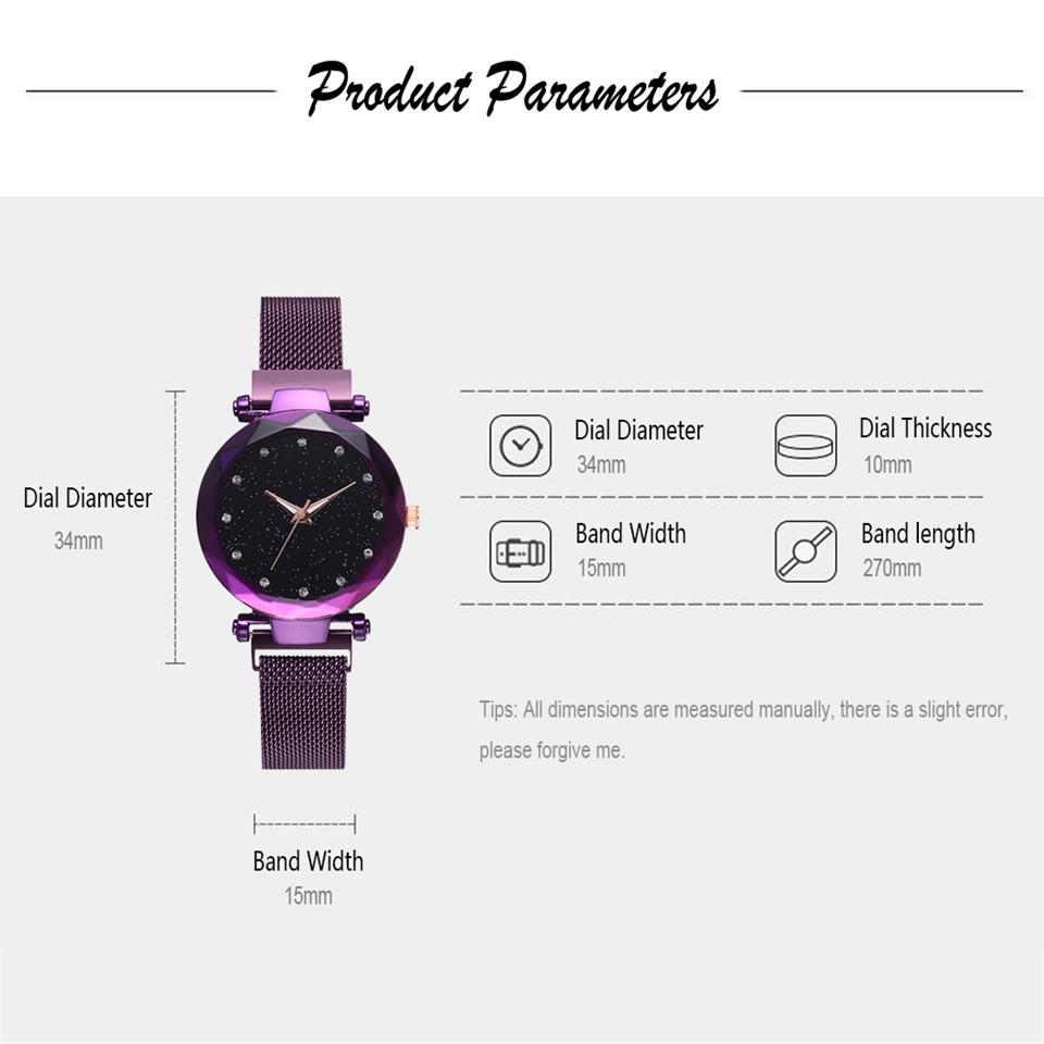 Stornfield | Fashionable Unique Mesh Magnet Buckle Exotic Starry Diamond Designer Luxury Ladies  Women Watch