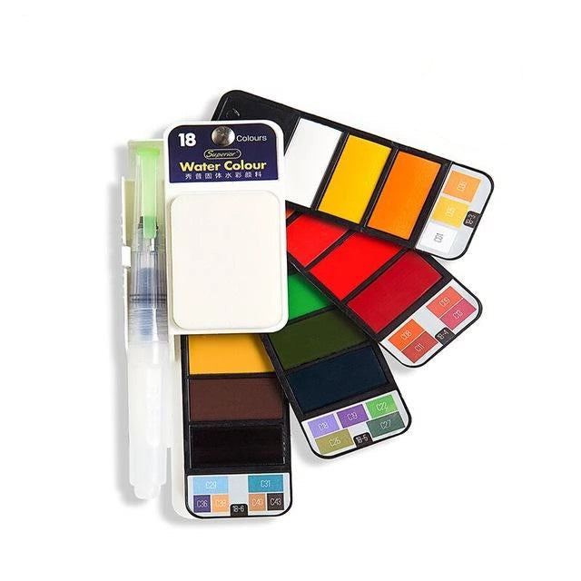 Watercolor Paint Set with Water Brush & Pigment | Stornfield