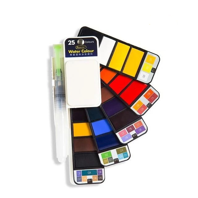 Watercolor Paint Set with Water Brush & Pigment | Stornfield