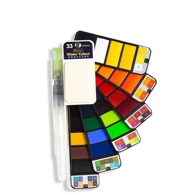 Watercolor Paint Set with Water Brush & Pigment | Stornfield