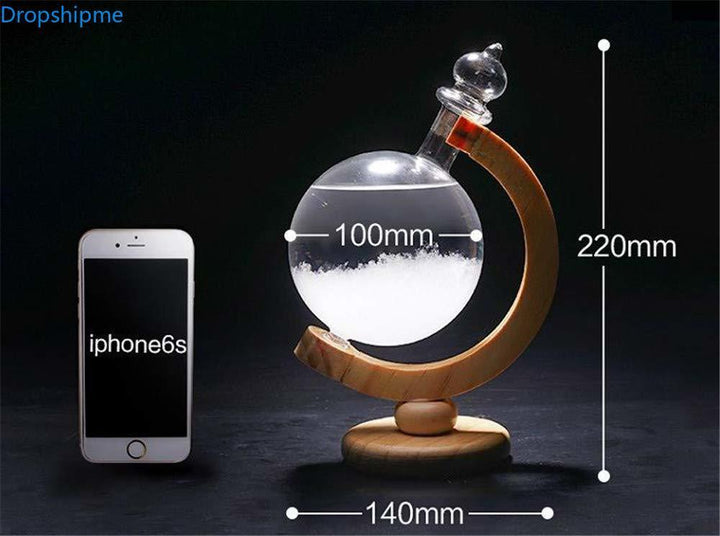 Stornfield | Storm Glass Weather Predicting Forecast Bottle Crystal Desktop Barometer with Wooden Base