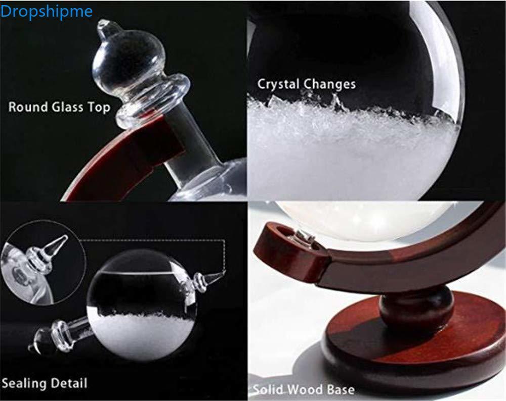 Stornfield | Storm Glass Weather Predicting Forecast Bottle Crystal Desktop Barometer with Wooden Base