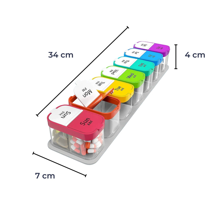 Large 7-Day Case – Moisture-Proof BPA-Free Compartments – Ideal for Seniors & Carers Stornfield