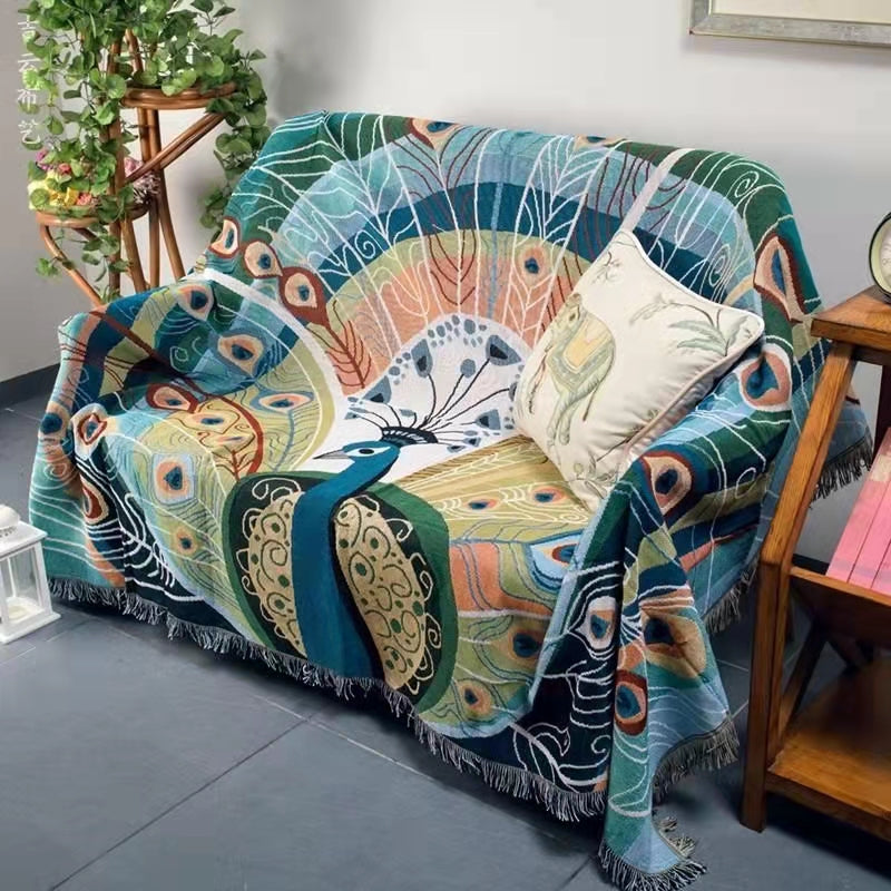 Peacock Throw Thread Blanket Stornfield