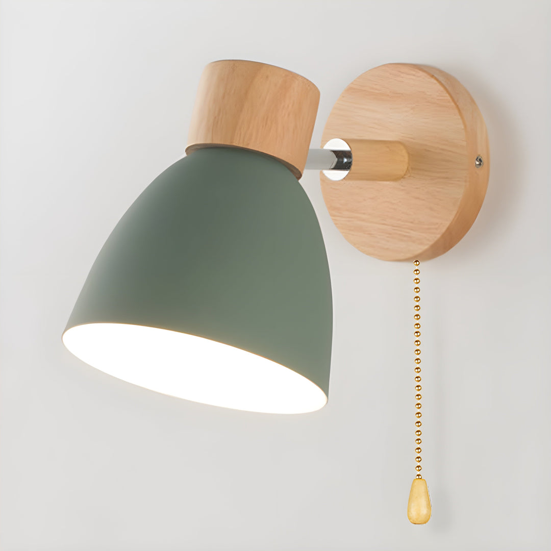 Stornfield | Nordic Wooden Wall Lamp with Switch for Bedroom