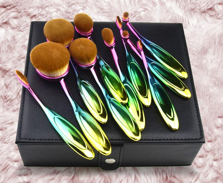 Rainbow Makeup Brushes - 10 Piece Set | Stornfield