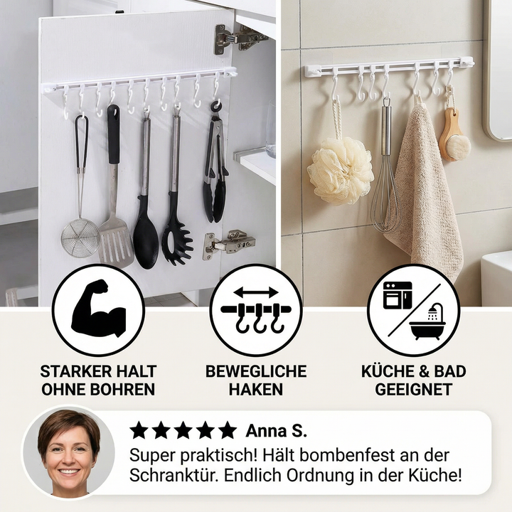 Self-adhesive hook strip kitchen & bathroom (2 pcs.) | Stornfield