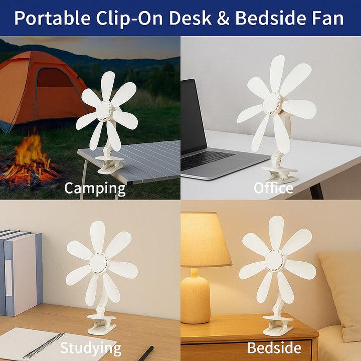 Portable Clip-On Desk & Bedside Fan | Stornfield