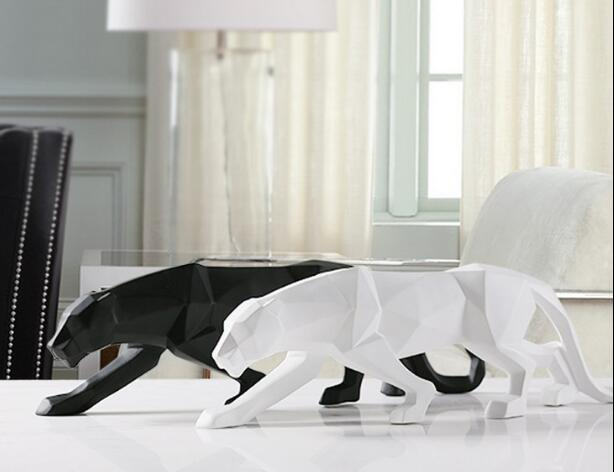 Stornfield | Modern Geometric Black Panther Resin Sculpture