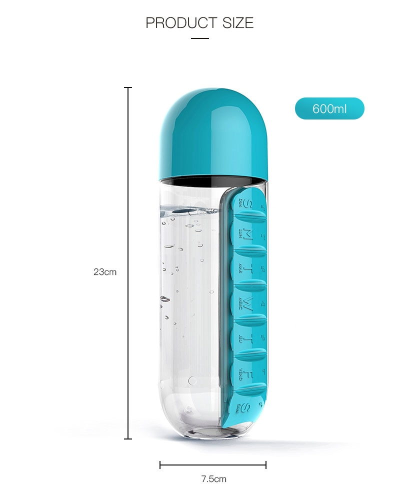 Water Bottle Daily Pill Organizer | Stonrfield
