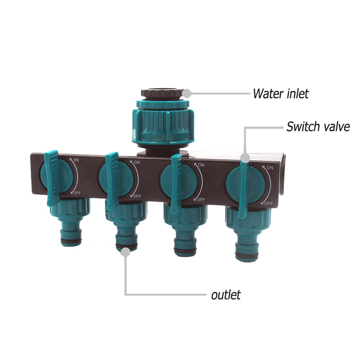 4-Way Garden Tap Water Splitter | Stornfield