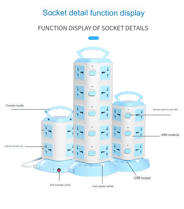 Tower Design Surge Protector Vertical Power Strip | Stornfield