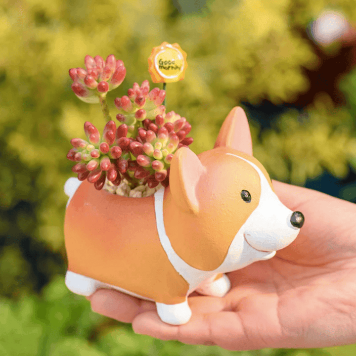 Stornfield | Mini pot de fleurs en résine Corgi