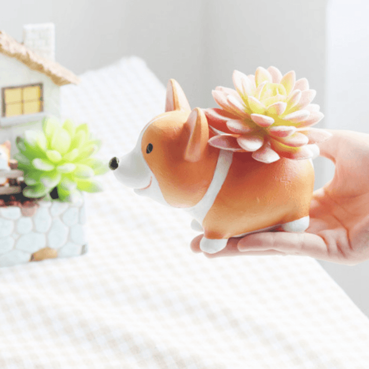 Stornfield | Mini pot de fleurs en résine Corgi