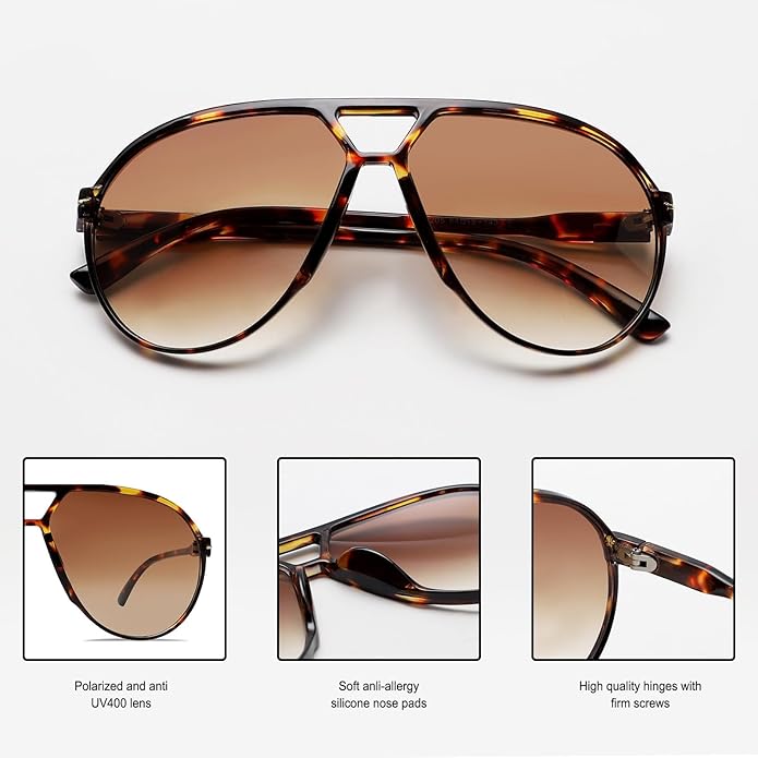 Aviator Oversize Sunglasses Retro UV400 | Stornfield