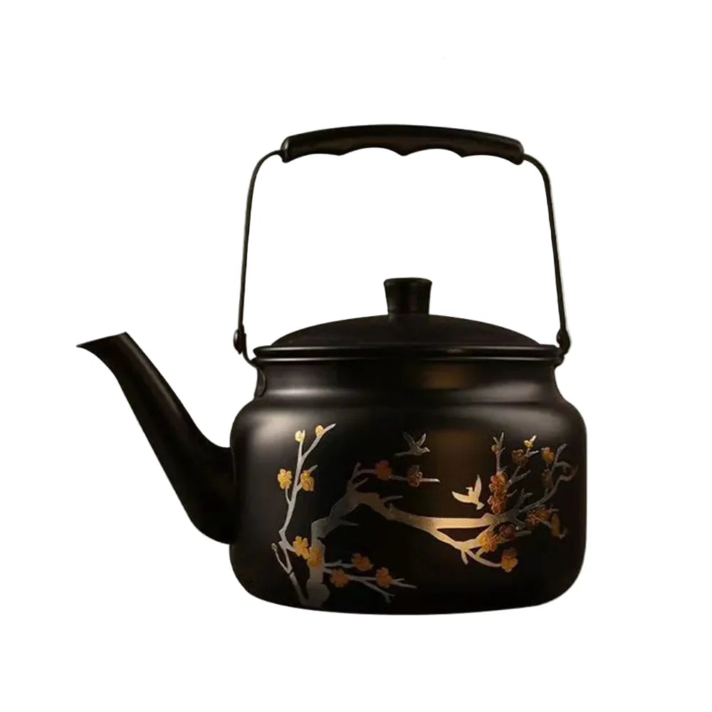 Retro Stainless Steel Teapot with Gold Embossing | Stornfield