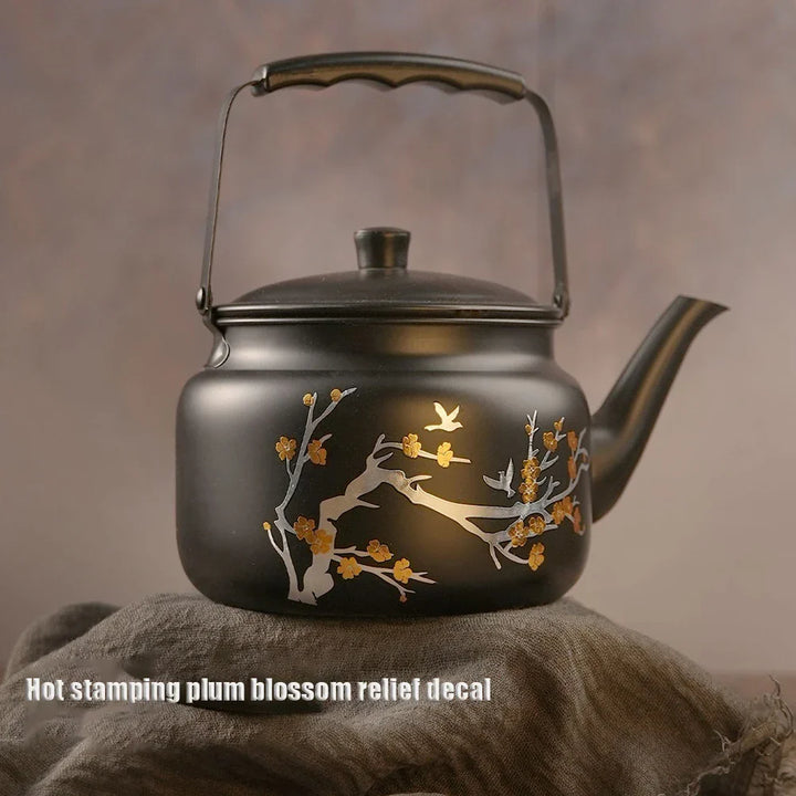 Retro Stainless Steel Teapot with Gold Embossing | Stornfield