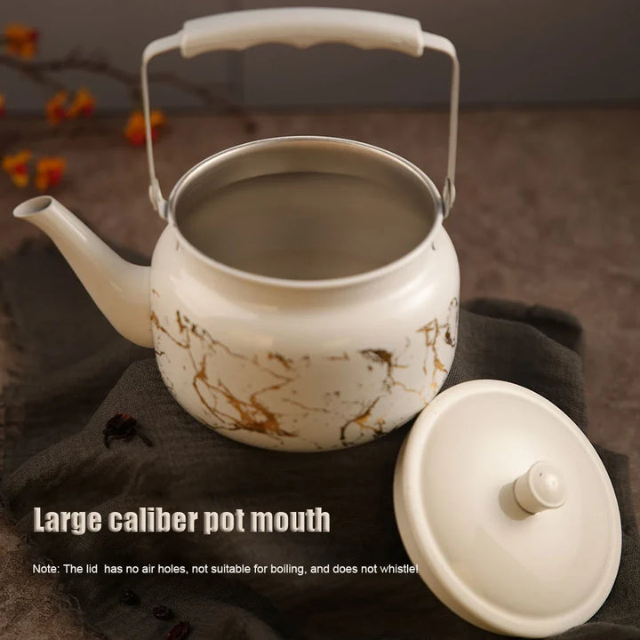 Retro Stainless Steel Teapot with Gold Embossing | Stornfield