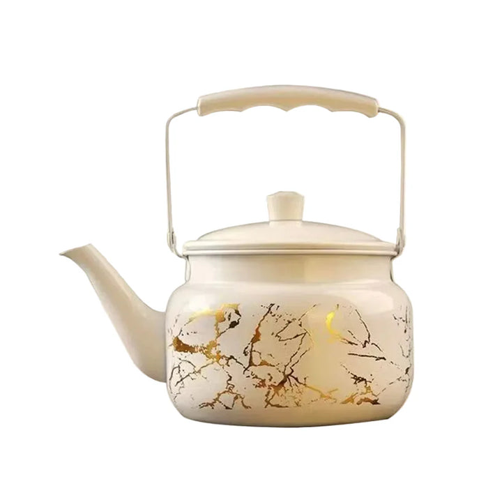 Retro Stainless Steel Teapot with Gold Embossing | Stornfield