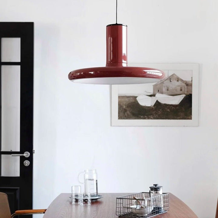 Retro Style Dark Red Saucer Pendant Light | Stornfield