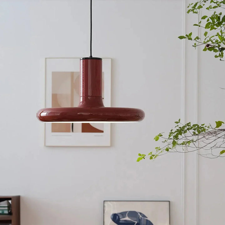 Retro Style Dark Red Saucer Pendant Light | Stornfield