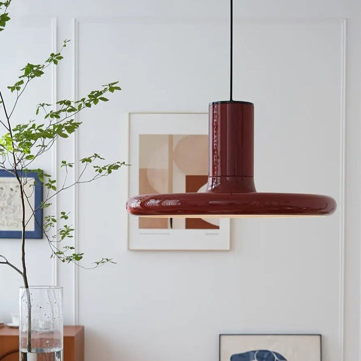 Retro Style Dark Red Saucer Pendant Light | Stornfield