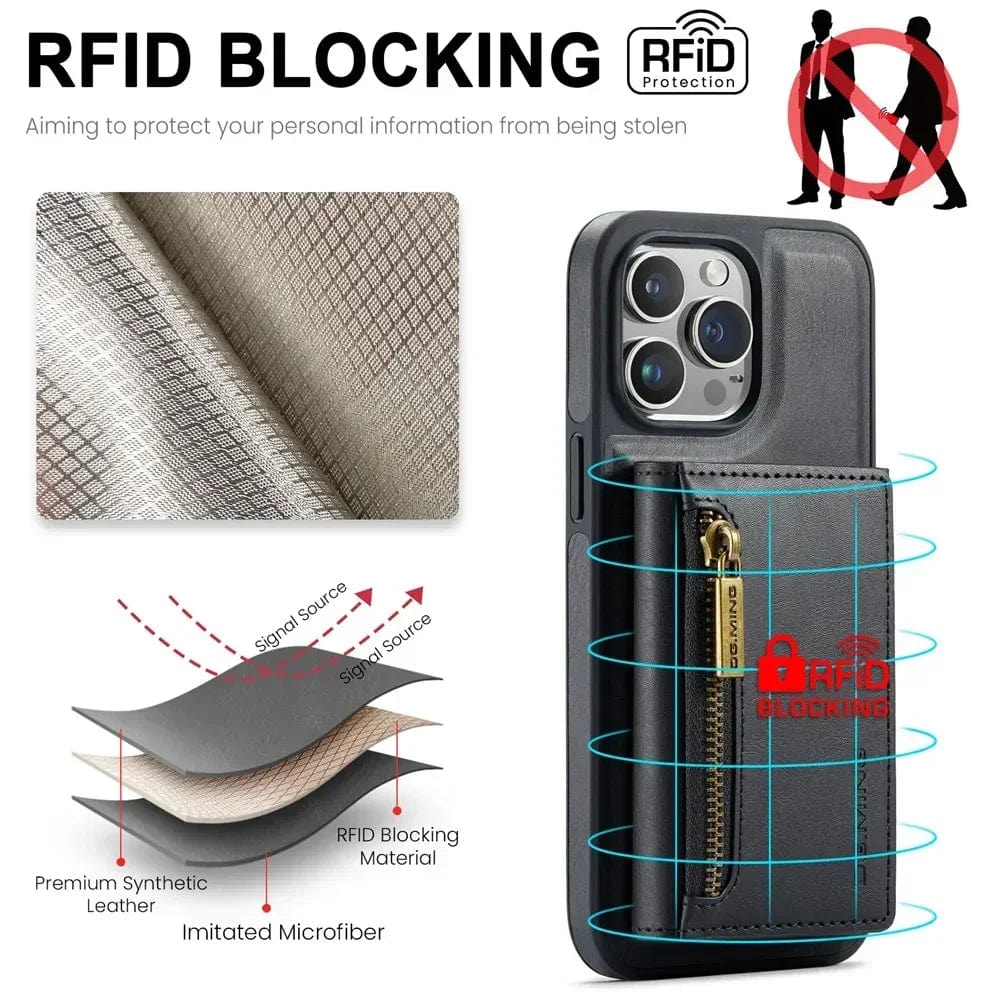 Stornfield | RFID iPhone Wallet Case | Removable Magnetic Car Mount Shockproof Case