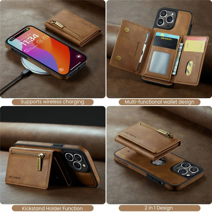 Stornfield | RFID iPhone Wallet Case | Removable Magnetic Car Mount Shockproof Case