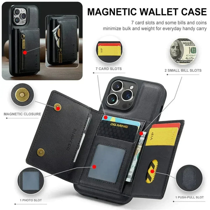Stornfield | RFID iPhone Wallet Case | Removable Magnetic Car Mount Shockproof Case