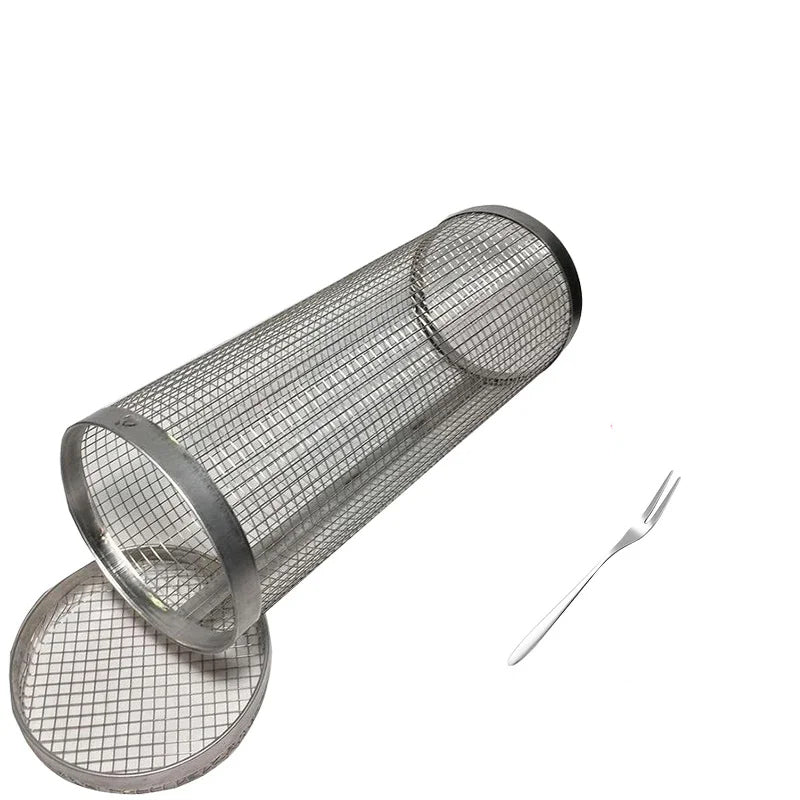 Rolling BBQ Basket Grilling Basket Ever Round Stainless Steel Grill Mesh | Stornfield