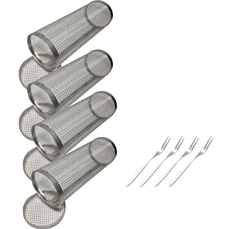 Rolling BBQ Basket Grilling Basket Ever Round Stainless Steel Grill Mesh | Stornfield