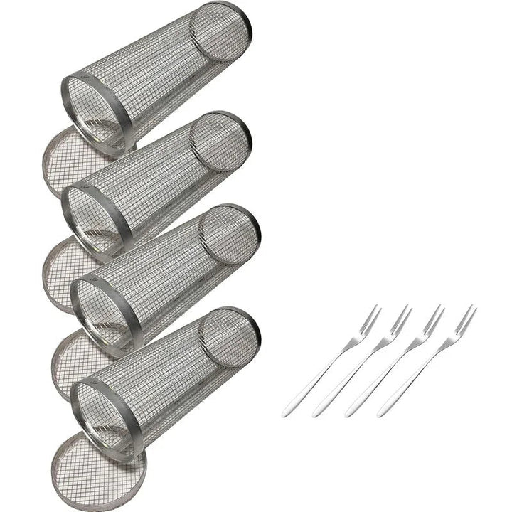 Rolling BBQ Basket Grilling Basket Ever Round Stainless Steel Grill Mesh | Stornfield
