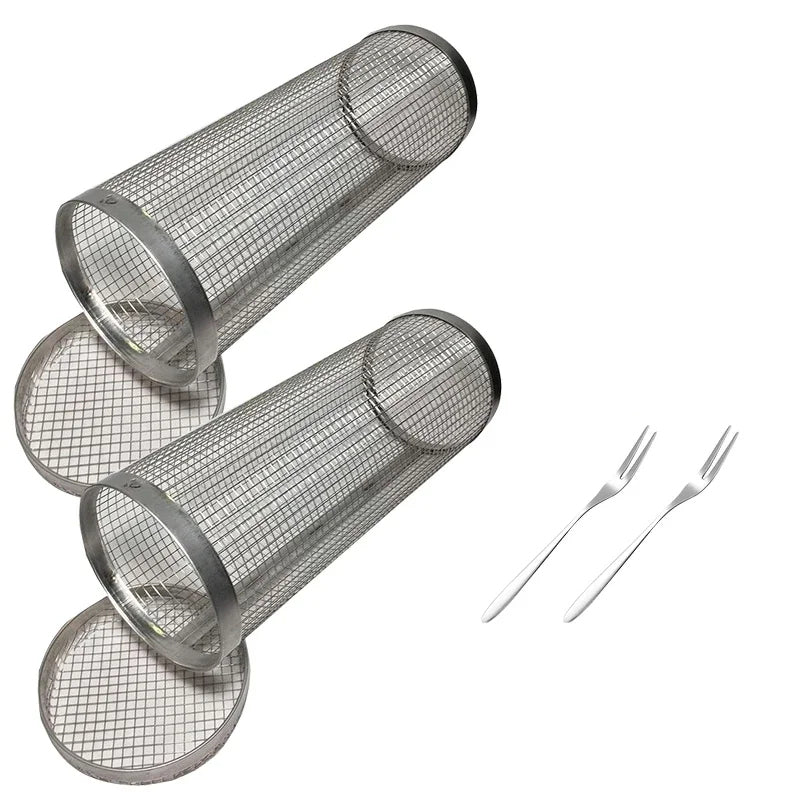 Rolling BBQ Basket Grilling Basket Ever Round Stainless Steel Grill Mesh | Stornfield
