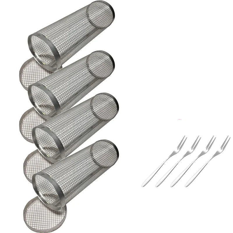 Rolling BBQ Basket Grilling Basket Ever Round Stainless Steel Grill Mesh | Stornfield