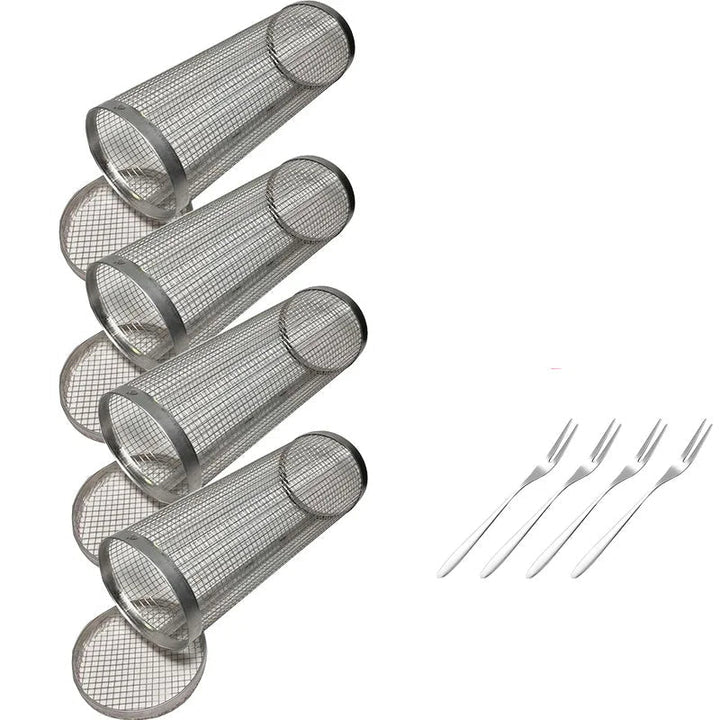 Rolling BBQ Basket Grilling Basket Ever Round Stainless Steel Grill Mesh | Stornfield