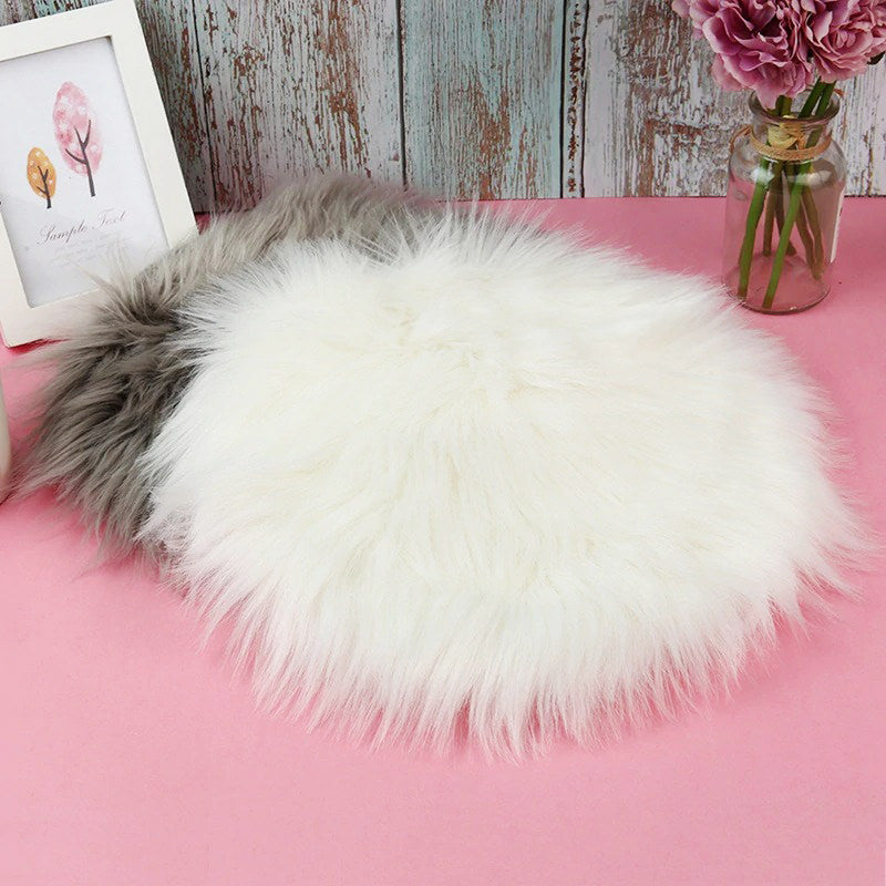 Stornfield | Coussin Rond en Fourrure Synthétique