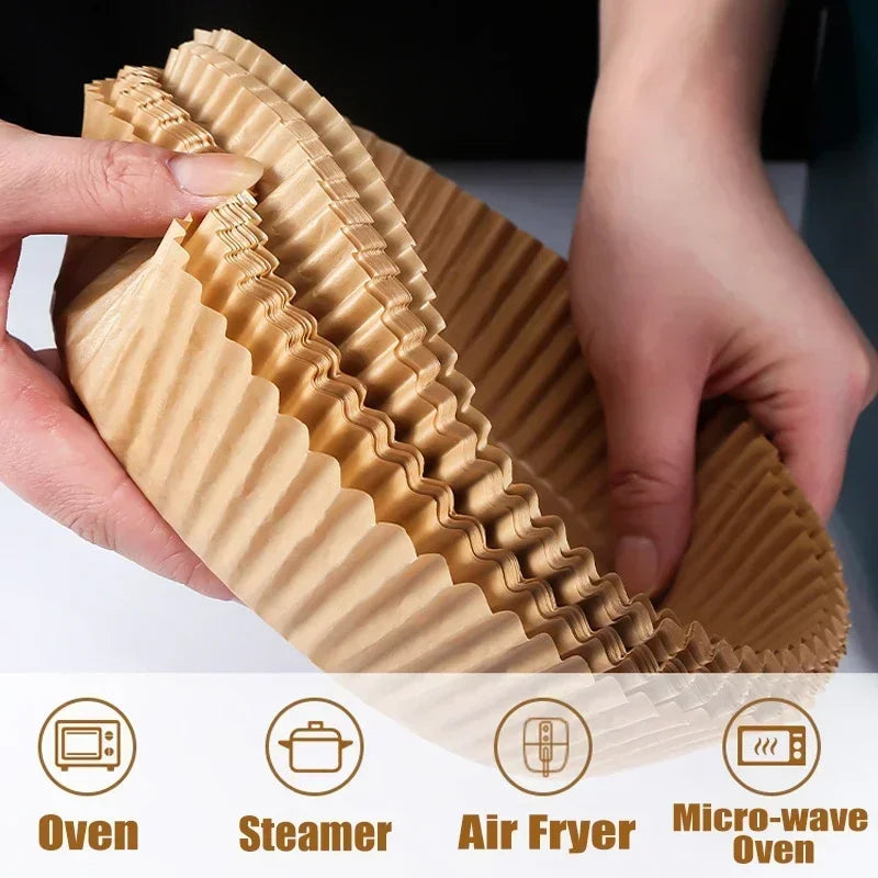 Stornfield Non-Stick Disposable Round Air Fryer Liners Microwaveable Baking Paper