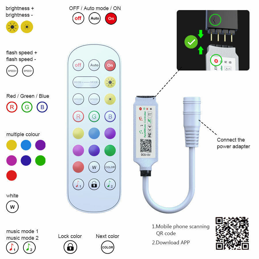 Stornfield | Bande lumineuse LED, 30 m, 15 m, Synchronisation musicale, Bluetooth, 5050, lumière ambiante RGB avec télécommande