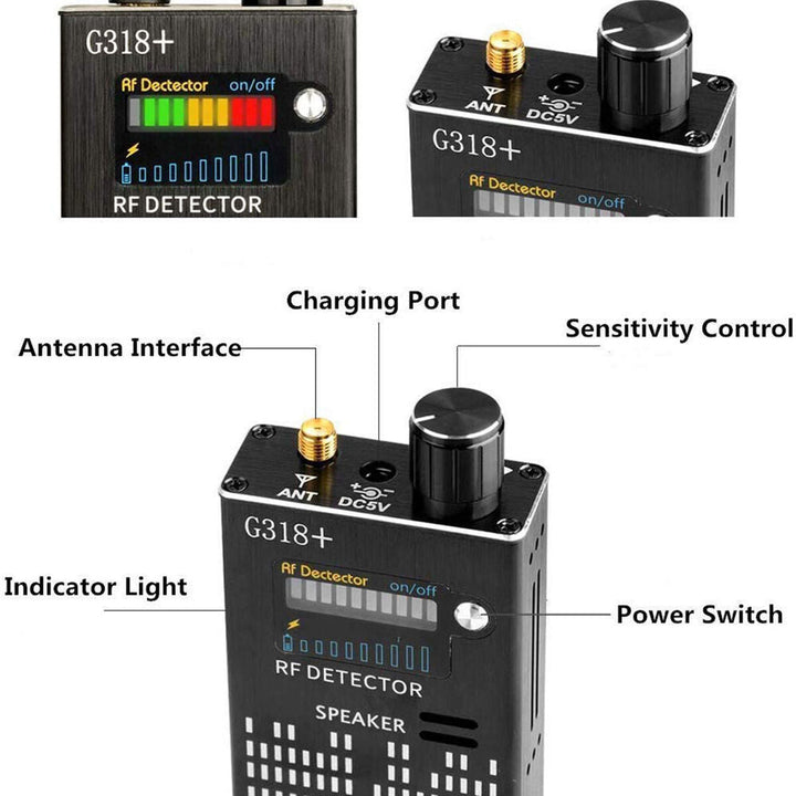 Stornfield | PrivacyGuard Detecto – RF Signal and Camera Detector with Laser Function and Alarm