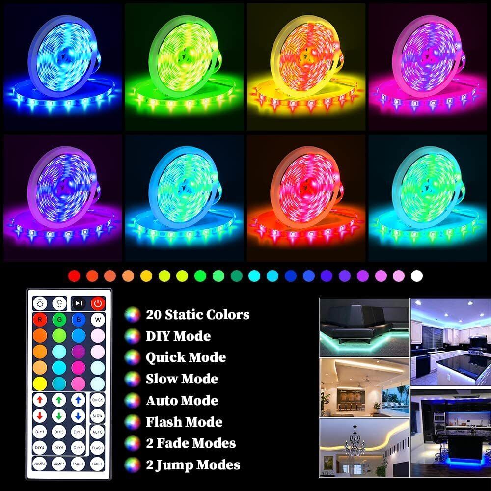 Stornfield | Bande lumineuse LED, 30 m, 15 m, Synchronisation musicale, Bluetooth, 5050, lumière ambiante RGB avec télécommande