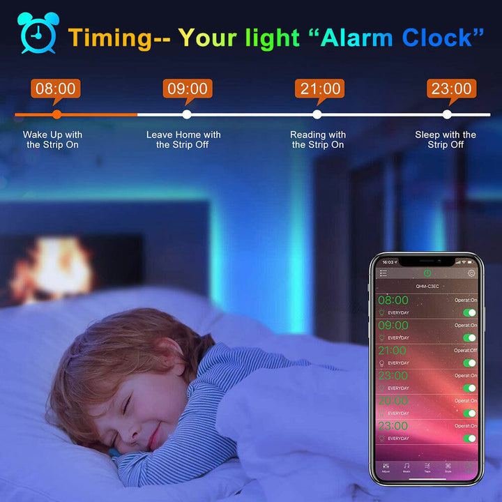 Stornfield | Bande lumineuse LED, 30 m, 15 m, Synchronisation musicale, Bluetooth, 5050, lumière ambiante RGB avec télécommande