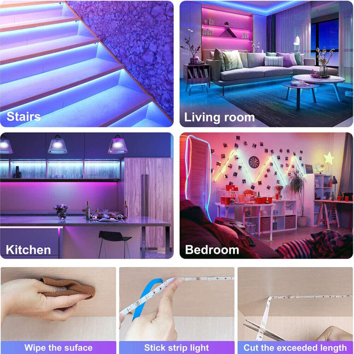 Stornfield | Bande lumineuse LED, 30 m, 15 m, Synchronisation musicale, Bluetooth, 5050, lumière ambiante RGB avec télécommande